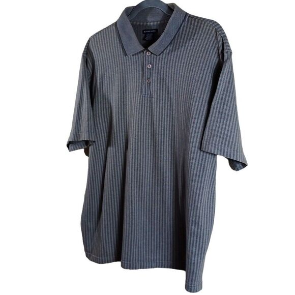 Knightsbridge Golf Polo Shirt Mens Sz XL Grey Striped Short Sleeve Cotton Stripe - Picture 2 of 6
